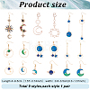 9 Pairs 9 Style Rhinestone Sun & Moon & Star & Planet Enamel Asymmetrical Earrings EJEW-AN0002-14-2