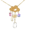 Alloy Cloud & Glass Teardrop Pendant Necklaces with 304 Stainless Steel Chains NJEW-TA00098-2