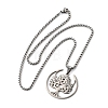 Tree of Life 201 Stainless Steel Crescent Moon Tree of Life Pendant Necklaces for Women NJEW-M105-06P-2