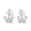 Anti-Tarnish Rhodium Plated Hollow Butterfly 999 Sterling Silver Stud Earrings for Women EJEW-S215-24P-2