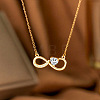 Brass Pave Clear Cubic Zirconia Infinity Pendant 304 Stainless Steel Cable Chain Necklaces for Women FS-WG7E550-02-1