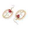 Valentine's Day Alloy Enamel Seed Glass Dangle Earrings EJEW-MZ00391-02-4