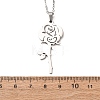 304 Stainless Steel Rose Flower Pendant Cable Chain Necklaces for Men Women NJEW-K308-05C-P-5