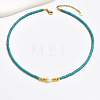 Synthetic Turquoise Column & Natural Pearl Beaded Necklace DK7962-1-1