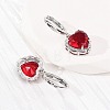 Valentine's Day Heart Brass & Glass Hoop Earrings EJEW-Z164-23P-01-3