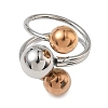 304 Stainless Steel Round Wrap Open Cuff Rings for Women Men RJEW-Q815-06G-M-2