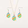 Easter Egg Alloy Enamel Pendant Necklace & Dangle Earrings Sets FS-WG38758-06-1