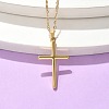 304 Stainless Steel Cross Pendant Cable Chain Necklaces NJEW-S442-05G-2