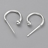 Brass C-shaped Hoop Circle Ball Stud Earrings KK-O131-07-3