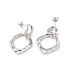 Clear Cubic Zirconia Double Twist Rhombus Dangle Stud Earrings EJEW-G332-04P-2