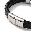 Men's Braided Black PU Leather Cord Bracelets BJEW-K243-18AS-3