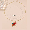 Valentine's Day Alloy Epoxy Resin Butterfly Inner Dried Flower Pendant Necklaces for Women FS-WGBF0A7-03-2