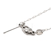 304 Stainless Steel Dapped Chain Necklace for Women NJEW-G104-02P-3