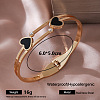 304 Stainless Steel Black Enamel Hinged Cuff Bangles for Women MV9338-2-1