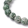 Natural Green Spot Jasper Round Beaded Stretch Bracelets for Women Men BJEW-JB11368-3