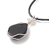 Natural Obsidian Teardrop Pendant Necklaces Set with Waxed Cords for Women NJEW-TA00034-02-5