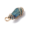 5Pcs 5 Styles Electroplated Natural Quartz Crystal Copper Wire Wrapped Pendants PALLOY-JF03431-5