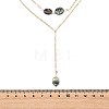 Natural Paua Shell Geometric Y Pendant Brass Double Layered Necklaces NJEW-JN06532-01-4