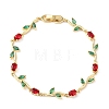 Brass Micro Pave Cubic Zirconia Link Chain Bracelets for Women BJEW-K292-01G-4