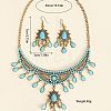 Ethnic Style Alloy Rhinestone & Synthesis Turquoise Earrings & Necklaces Sets for Women FS-WG42FFB-01-4