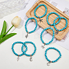 FIBLOOM 8Pcs 8 Style Synthetic Turquoise Round Beaded Stretch Bracelets Set with Alloy Charms BJEW-FI0001-83-5