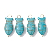 Synthetic Turquoise Fish Connector Charms PALLOY-JF02656-1