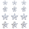  12Pcs 2 Style Brass Micro Pave Clear Cubic Zirconia Shank Buttons ZIRC-NB0002-03-1
