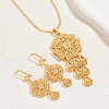 Simple and Stylish 18K Gold Plated Brass Cubic Zirconia Flower Pendant Necklace & Dangle Earrings Set for Women QB5111-1
