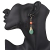 Natural Green Aventurine & Dyed Natural Malaysia Jade Dangle Earrings EJEW-JE06673-02-3