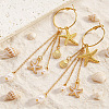 Alloy Enamel & Plastic Pearl Hoop Dangle Earrings WG7948B-01-2
