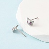 Cat Shape Brass Micro Pave Cubic Zirconia Stud Earrings EJEW-L278-11P-3