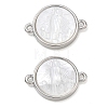 Rack Plating Brass & Natural White Shell Connector Charms SH-CBA6629-33P-1