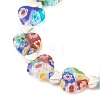 Handmade Millefiori Lampwork & Alloy Heart Beaded Stretch Bracelet BJEW-JB08042-03-4