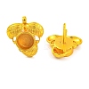 Leaf Brass Stud Earring Findings with Round Tray KK-G502-09G-2