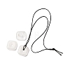 Natural Quartz Crystal Square Pendants Black PU Leather Cord Necklaces NJEW-K285-01A-4