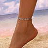 Bohemian Alloy Spiral Heart Link Chain Anklets for Women WG53D8C-01-1