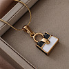 304 Stainless Steel Enamel White and Black Handbag Pendant Necklaces for Women ZO0071-2