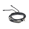PU Leather & Waxed Cords Triple Layer Multi-strand Bracelets BJEW-G709-05B-1