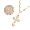 Alloy Cross Pendant Brass Heart Link Chain Necklaces for Women NJEW-JN05617-4