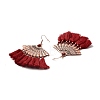 Alloy Fan with Tassels Dangle Earrings EJEW-E267-02RC-3