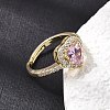 Brass Micro Pave Cubic Zirconia Cuff Open Rings CU-CBA5C10-04G-2