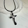 Vintage Religion Alloy Enamel Black Saint Benedict Medal Crucifix Cross Pendant Necklaces for Men Women ZV6035-2