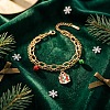 Christmas 304 Stainless Steel Enamel Charm 2-Strand Bracelets WG0157E-01-1
