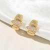 C-Shaped with Oval Brass Micro Pave Clear Cubic Zirconia Cuff Earrings EJEW-L316-01G-09-2