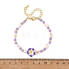 Polymer Clay Flower & Glass & Natural Trumpet Shell Beaded Bracelets for Women BJEW-JB14391-5