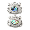 304 Stainless Steel Pave Natural Paua Shell Pendants STAS-C122-21B-01P-1