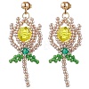 Glass Seed Beads Dangle Stud Earrings EJEW-MZ00326-02-2