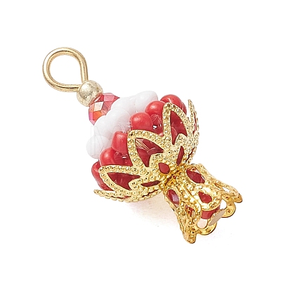 7Pcs Glass Seed Beaded Cake Pendants PALLOY-MZ01232-1