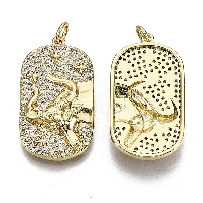 Brass Micro Pave Clear Cubic Zirconia Pendants ZIRC-N039-065-NF-1