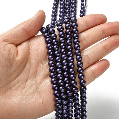 Eco-Friendly Dyed Glass Pearl Round Beads Strands HY-A008-6mm-RB099-1